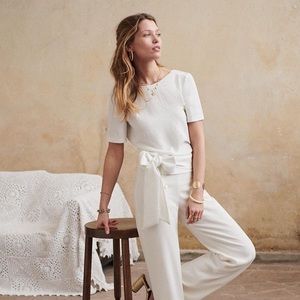 Sezane white silk wrap top, size 38 (6)